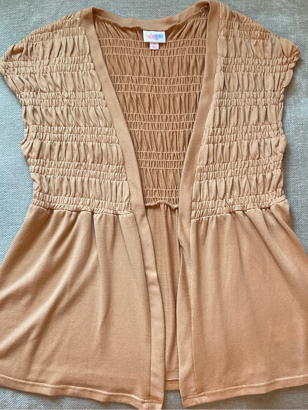 Kaylin Cap Sleeve Smocked Open Cardigan